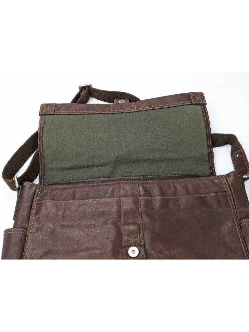 FOSSIL Brown Leather Messenger Laptop Professional Bag Crossbody Bag Large - Picture 6 of 10